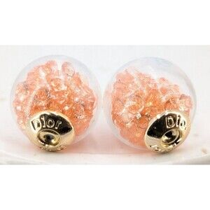 DIOR Signed Flower Resin Tribales Earring Backs Only Replacement Pink Clear x2